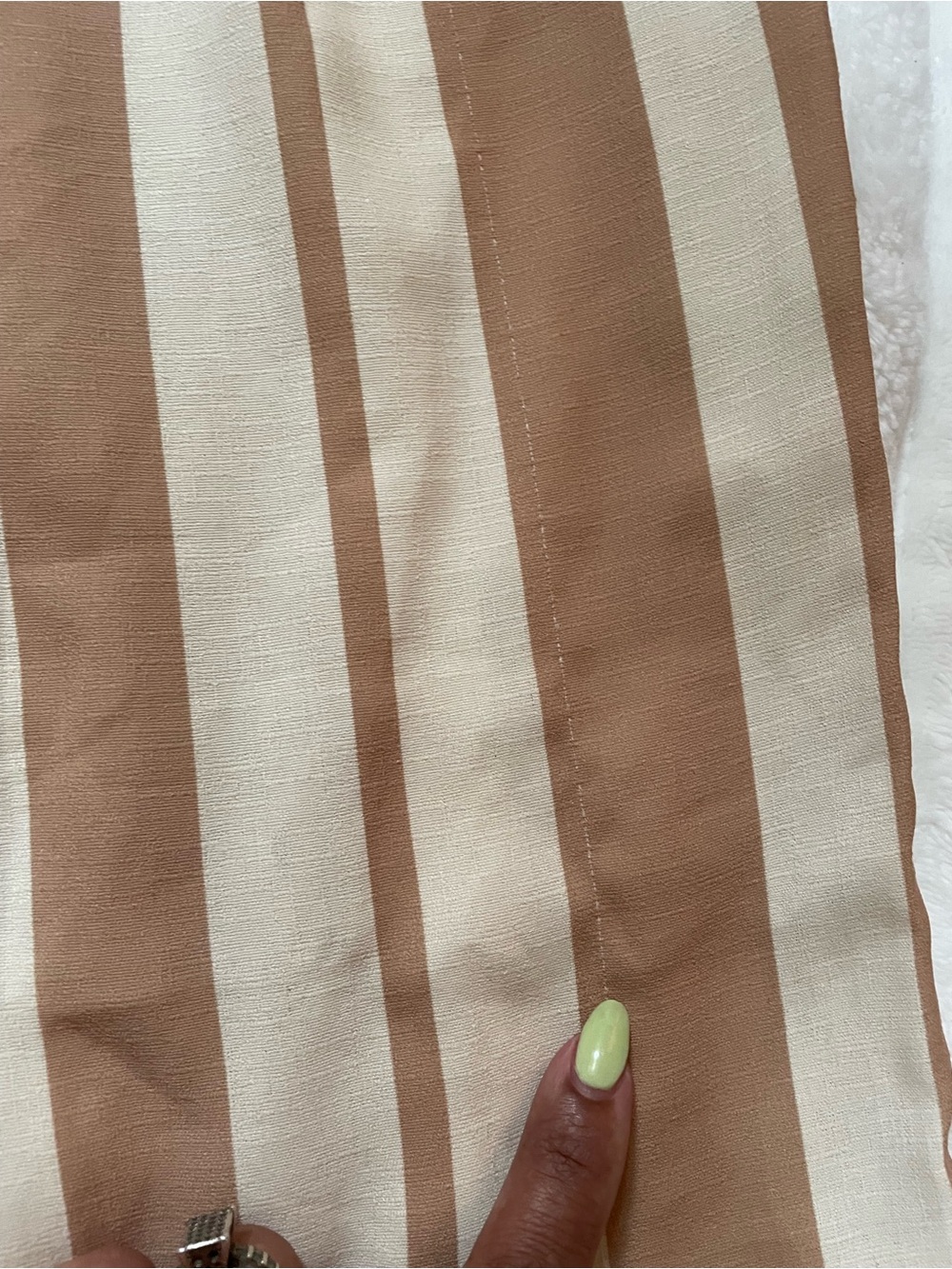 High-Rise Wide-Leg Striped Pants in Tan and Cream - Picture 15 of 15
